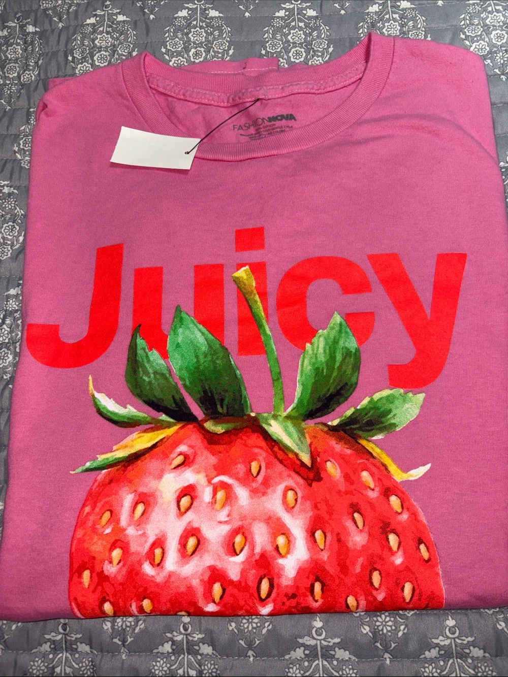 NWT Fashion Nova Bright Pink Logo Tee